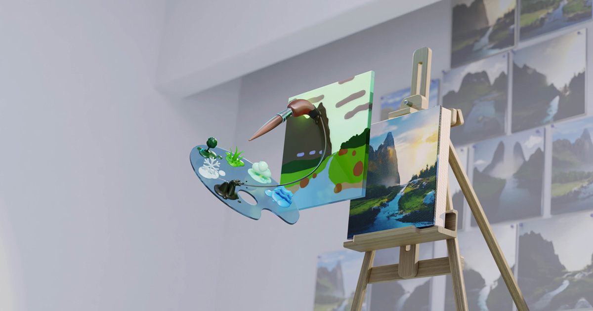 Web vẽ bằng AI khiến bạn phải "trầm trồ: Vẽ tranh bằng NVIDIA Canvas  