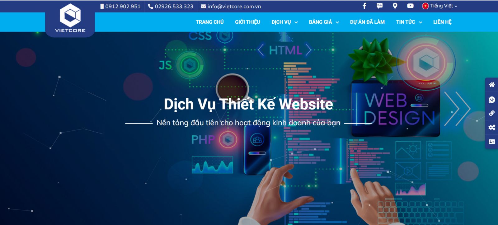 Vietcore thiết kế Website