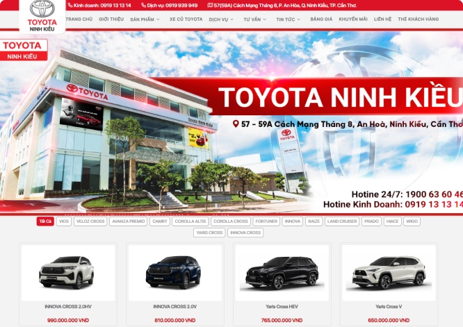 Thiết kế website Toyota Ninh Kiều